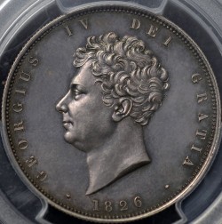 PCGS 3番目 高鑑定 1826年 英国 ジョージ4世 プルーフハーフクラウン銀貨 PCGS PR64
