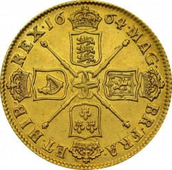 2ギニー初年度 1664年 英国 チャールス2世 2ギニー金貨 像あり