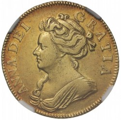 1702 英国 アン女王 ギニー金貨 NGC AU50