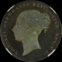 単独最高鑑定 ウナライオンのセットからの一枚 1839年 英国 ヤング・ヴィクトリア プルーフシリング貨 NGC PF67* CAMEO