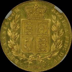 12番目の高鑑定 ウナライオンのセットからの一枚 1839年 英国 ヤング・ヴィクトリア  プルーフソブリン金貨 NGC PF63UC
