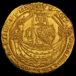 S-1504レア・バラエティ 1361-69年 英国 エドワード3世 ノーブル金貨 PCGS MS64 S-1504レア・バラエティ 1361-69年 英国 エドワード3世 ノーブル金貨 PCGS MS64