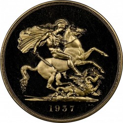 高鑑定 1937年 英国 ジョージ6世 5ポンドプルーフ金貨 NGC PF65 ULTRA CAMEO