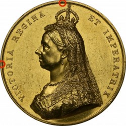 即発送 1887年 英国 ヴィクトリア女王 ゴールデン ジュビリー ゴールドメダル NGC Proof Details - Edge Damage