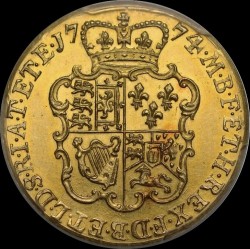 R3 PCGS5番目 1774年 英国 ジョージ3世 プルーフギニー金貨 PCGS PR62