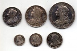 1893年 英国 ヴィクトリア女王 ヴェール(オールド)プルーフ銀貨セット 1893年 英国 ヴィクトリア女王 ヴェール(オールド)プルーフ銀貨セット