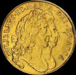 1692年 英国 ウィリアム＆メアリー 5ギニー金貨 EF