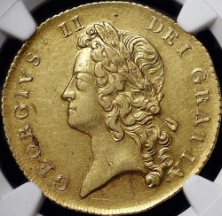 1738年 英国 ジョージ2世 ヤング肖像 2ギニー金貨 NGC AU55