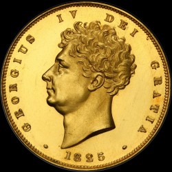 5枚以下（確認されたのは2枚） 1825年 英国 パターン（試作、試鋳）2ポンドプルーフ金貨 PCGS PR62CAM