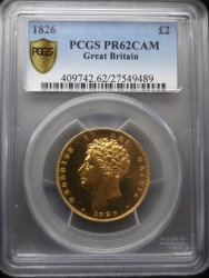 1826年 英国 2ポンドソブリンプルーフ金貨 PCGS PR62CAM