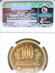 1928年 オーストリア 100シリング プルーフライク金貨 NGC PL63