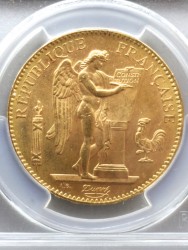 国内でMS63は85万円 1911年A フランス 100フラン エンジェル金貨 PCGS MS63