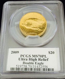 2009年 米国 ウルトラハイリリーフ金貨 PCGS MS70PL Moyサインラベル