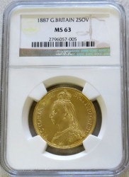 1887英国2ポンドジュビリー金貨NGC MS63