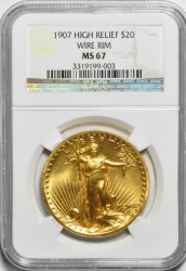 1907年セントゴーデンズ ハイリリーフ ワイアエッジ NGC MS67