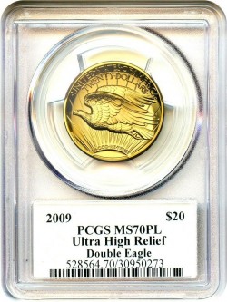 2009年 米国 ウルトラハイリリーフ金貨 NGC MS70PL セントゴーデンズラベル
