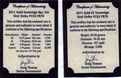 2011年英国ソブリン5プルーフ金貨セットPCGS PR70DCAM First Strike