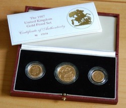  1987年英国ソブリンプルーフ金貨3枚セット