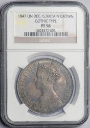 1847年英国ゴチッククラウン銀貨NGC PF58