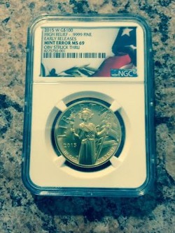 希少 2015年アメリカン・リバティ ハイリリーフ金貨 NGC MS69 ミントエラー