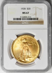 国内最安値保証 1928年米国セントゴーデンズNGC MS67