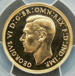 1937年英国ジョージ六世2ポンドプルーフ金貨PCGS PR64