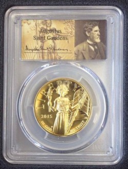 2015年アメリカン・リバティ ハイリリーフ金貨 PCGS MS70PL First Strike セントゴーデンズラベル