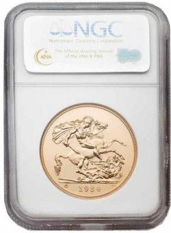 最高鑑定24枚のみ 1984年英国5ソブリン金貨NGC MS69