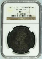 1847年英国ゴシッククラウン銀貨NGC PF61 UNDECIMO
