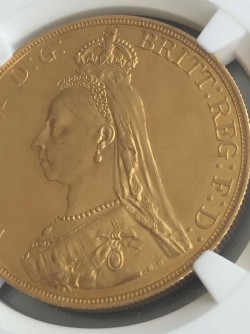 1887年英国ヴィクトリア女王5ポンド金貨NGC MS62