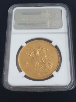 1887年英国ヴィクトリア女王5ポンド金貨NGC MS62