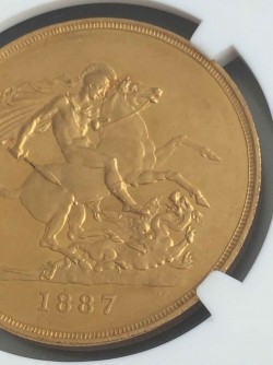 1887年英国ヴィクトリア女王5ポンド金貨NGC MS62