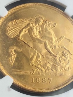 1887年英国ヴィクトリア女王5ポンド金貨NGC MS62