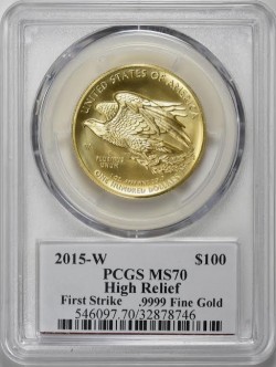 2015年アメリカン・リバティ ハイリリーフ金貨PCGS MS70 First Strike Moyサイン入り