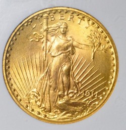 最高鑑定1911年 米国 セイントゴーデンズ金貨 NGC MS67