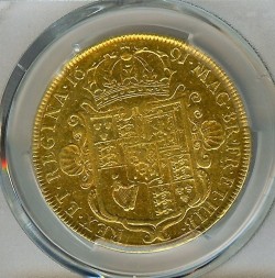 1691年英国ウィリアム＆メアリー ５ギニー金貨PCGS XF40