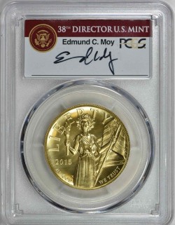 2015年アメリカン・リバティ$100ハイリリーフ金貨PCGS MS70PL FS Moyサイン