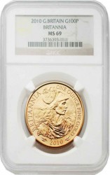 最高鑑定 2010年 英国 100ポンド ブリタニア金貨NGC MS69