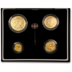 発行数100セット 2003年英国ブリタニアプルーフ金貨4枚セット+ネクタイピン