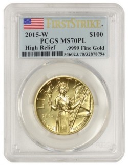 2015年米国リバティ・ハイリリーフ金貨 PCGS MS70PL First Strike