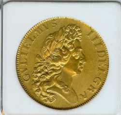 1701年英国ウィリアム3世5ギニー金貨 NNC AU55