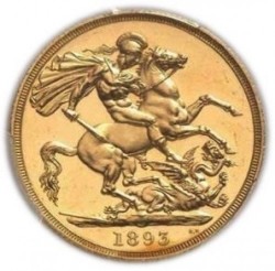 発行数773枚 1893年英国2ポンドプルーフ金貨 PCGS PR62DCAM