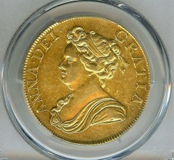 1713年英国アン女王5ギニー金貨 PCGS AU50