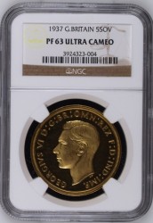 1937年英国ジョージ6世5ポンドプルーフ金貨 NGC PF63 Ultra Cameo