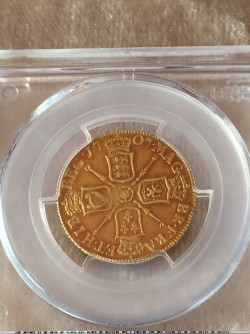 希少 1707年英国アン女王ギニー金貨 Pre-Union PCGS AU50