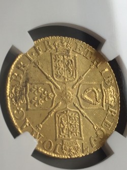 劇レア 最高鑑定 わずか3枚 1710年英国アン女王1ギニー金貨 NGC MS62