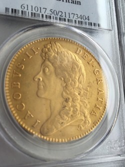 1687年英国ジェームス2世5ギニー金貨 PCGS AU50