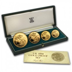 1980年英国ソブリンプルーフ金貨4枚セット