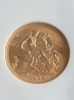 最高鑑定 1968年 英国 エリザベス2世 ソブリン金貨 NGC MS65