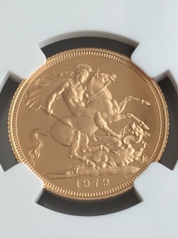最高鑑定 1979年 英国 エリザベス2世 ソブリン金貨 NGC PF69ウルトラカメオ